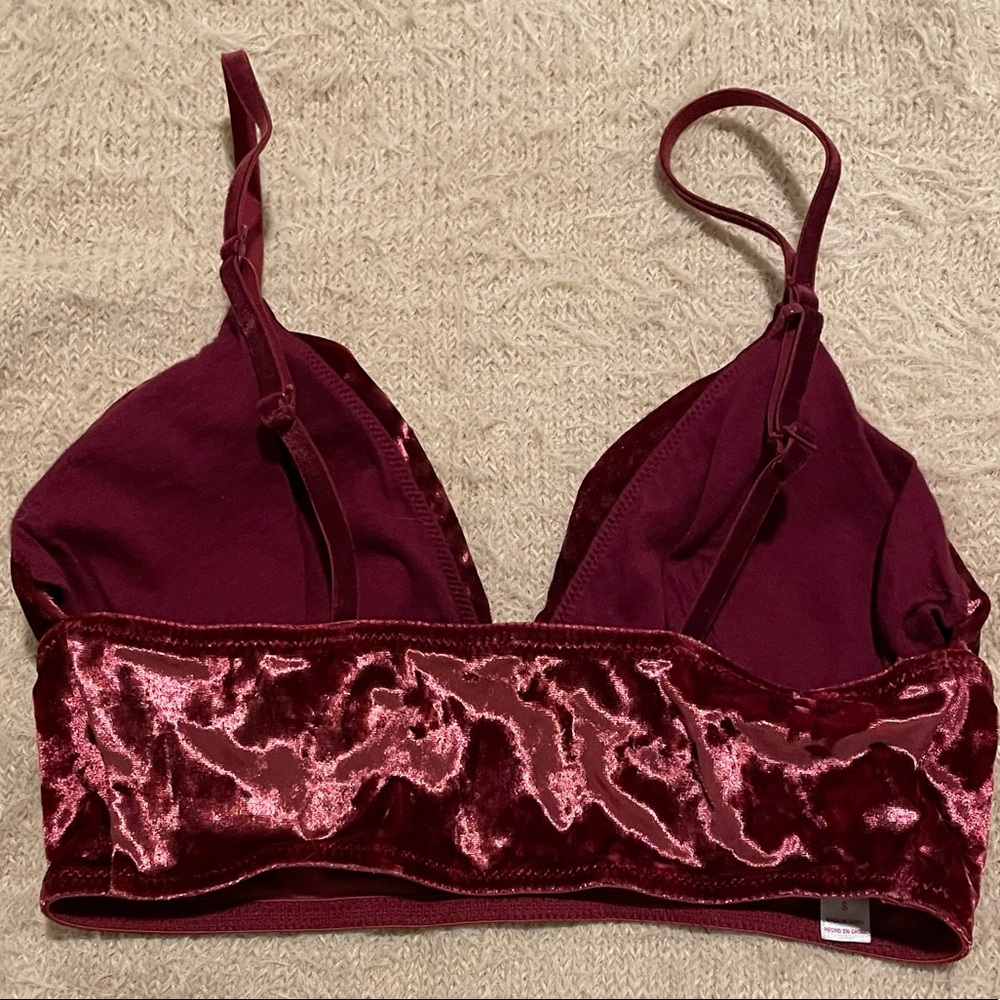 Burgundy Velvet Bralette - Picture 2 of 2